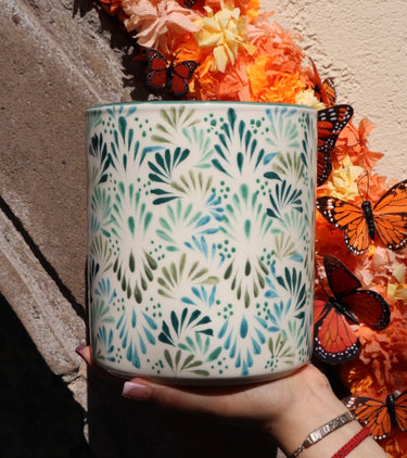 Mexican Ceramic Utensil Holder (Verde Tranquilo) 🌿 | Hand-Painted in Guanajuato, Mexico