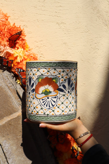Mexican Ceramic Utensil Holder –  (Sol y Vida) 🧡🌞  | Hand-Painted in Guanajuato