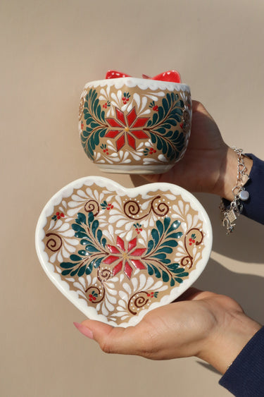 Noche Buena w/ Bow (Mug & Plate Set)