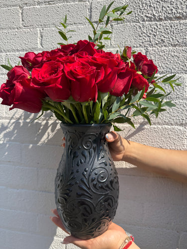 Flores de Guanajuato Vase (Black) (Design B)