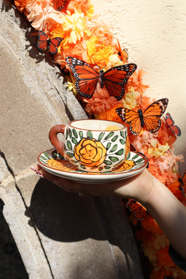 Cempasúchil | Handmade Mexican Ceramic Candle & Plate Set