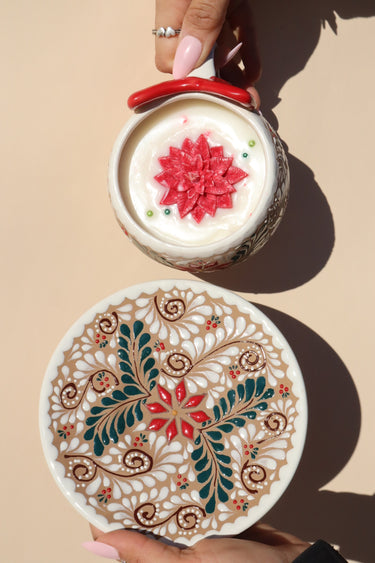 Noche Buena w/ Bow (Round Mug & Plate Set)