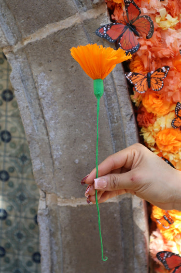 Flor de Cempasúchil (Sold by the Stem) | Day of the Dead Marigold Paper Flower