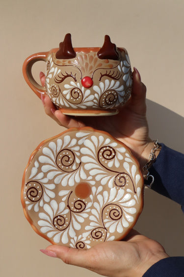 Cozy Red Nose Reindeer (Mug & Plate Set)