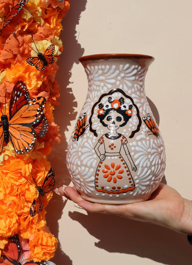 PREORDER: Dia de Muertos Catrina Talavera Vase (7-8 weeks to ship)
