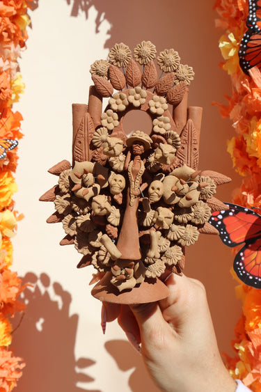 Catrina del Jardín | Handmade Clay Folk Art from Metepec | Day of the Dead