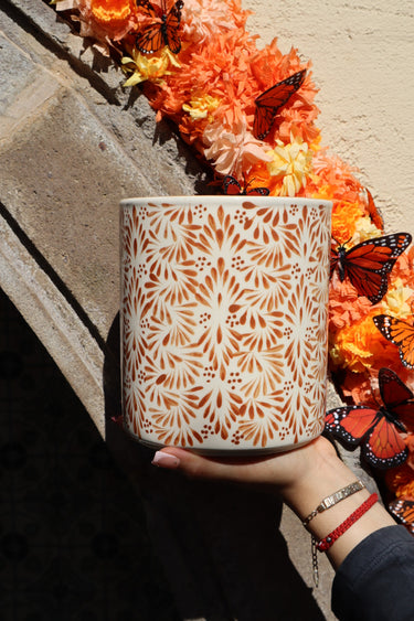 Mexican Ceramic Utensil Holder –  (Tierra Cálida) 🤎 | Hand-Painted in Guanajuato