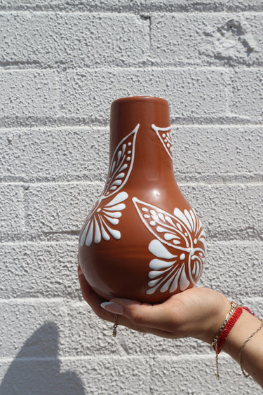 Mini Chimenea (Style H) Brown w/ Flowers