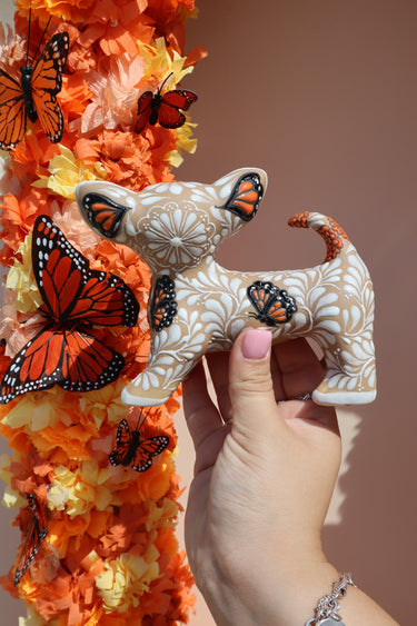 PREORDER: (Handmade to order: Receive in November) Dia de Muertos Dog (Perrito) Figurine