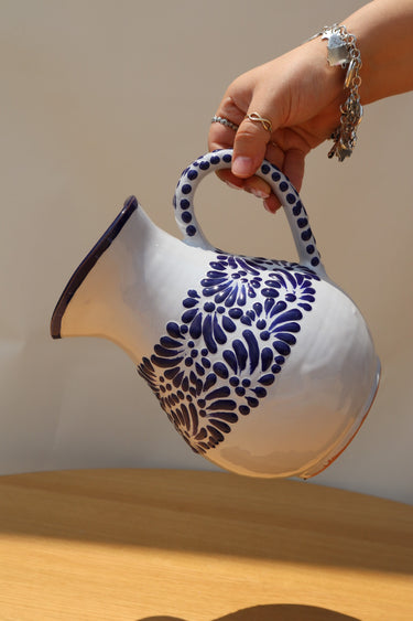 Puebla Talavera Pitcher (Blue)