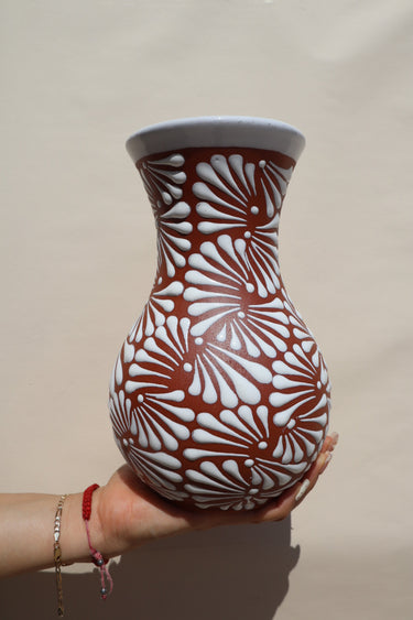 Mexican Brown w White Rim Vase
