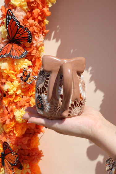 Recuerdo 🧡 | Handmade Mexican Ceramic Bow Mug Candle | Day of the Dead