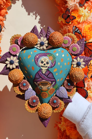 Corazón de Abuelita | Handmade Mexican Día de Muertos Heart Wall Decor