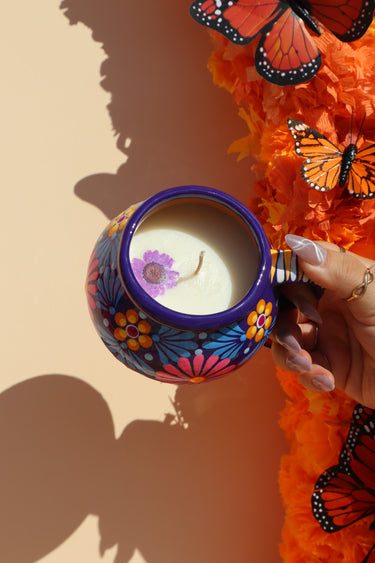 Tacita Cauldron - Purple Base | Dia de Muertos Candle