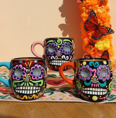 Tacita Calavera - Black Base | Dia de Muertos Candle