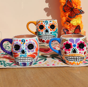 Tacita Calavera - White Base | Dia de Muertos Candle