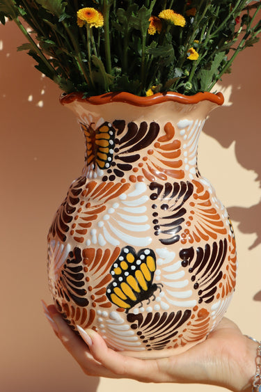 Puebla Talavera Vase (Brown Tones)