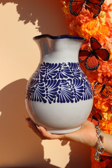 Puebla Talavera Pitcher (Blue)