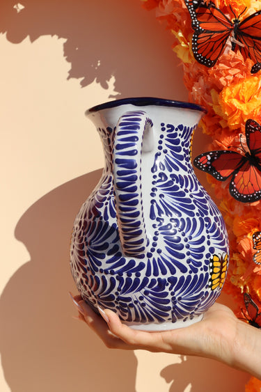Puebla Talavera Pitcher (Blue & Monarch Butterflies)