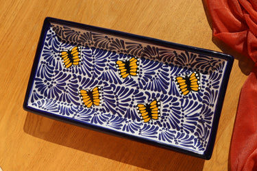 Puebla Talavera Tray (Blue & Monarch Butterfly)