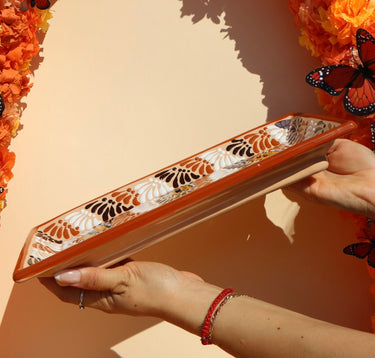Puebla Talavera Tray (Brown Tones & Monarch Butterfly)