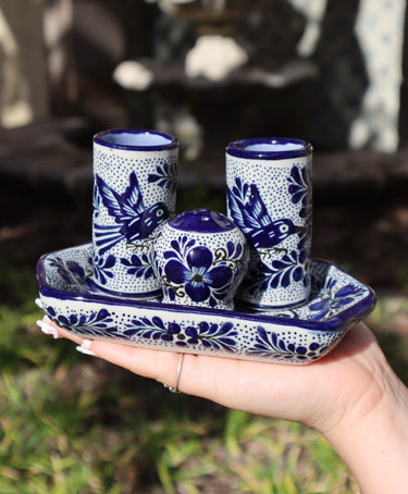 Cobalt Blue Tequilita Set | Hand-Painted Ceramic Tequila Set | Handmade in Mexico