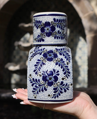 Cobalt Blue Cantarito Carafe Set | Hand-Painted Ceramic Water Carafe & Cup | Handmade in Mexico