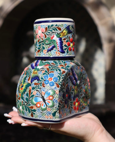 Jardín Cantarito Carafe Set | Hand-Painted Ceramic Water Carafe & Cup | Handmade in Mexico