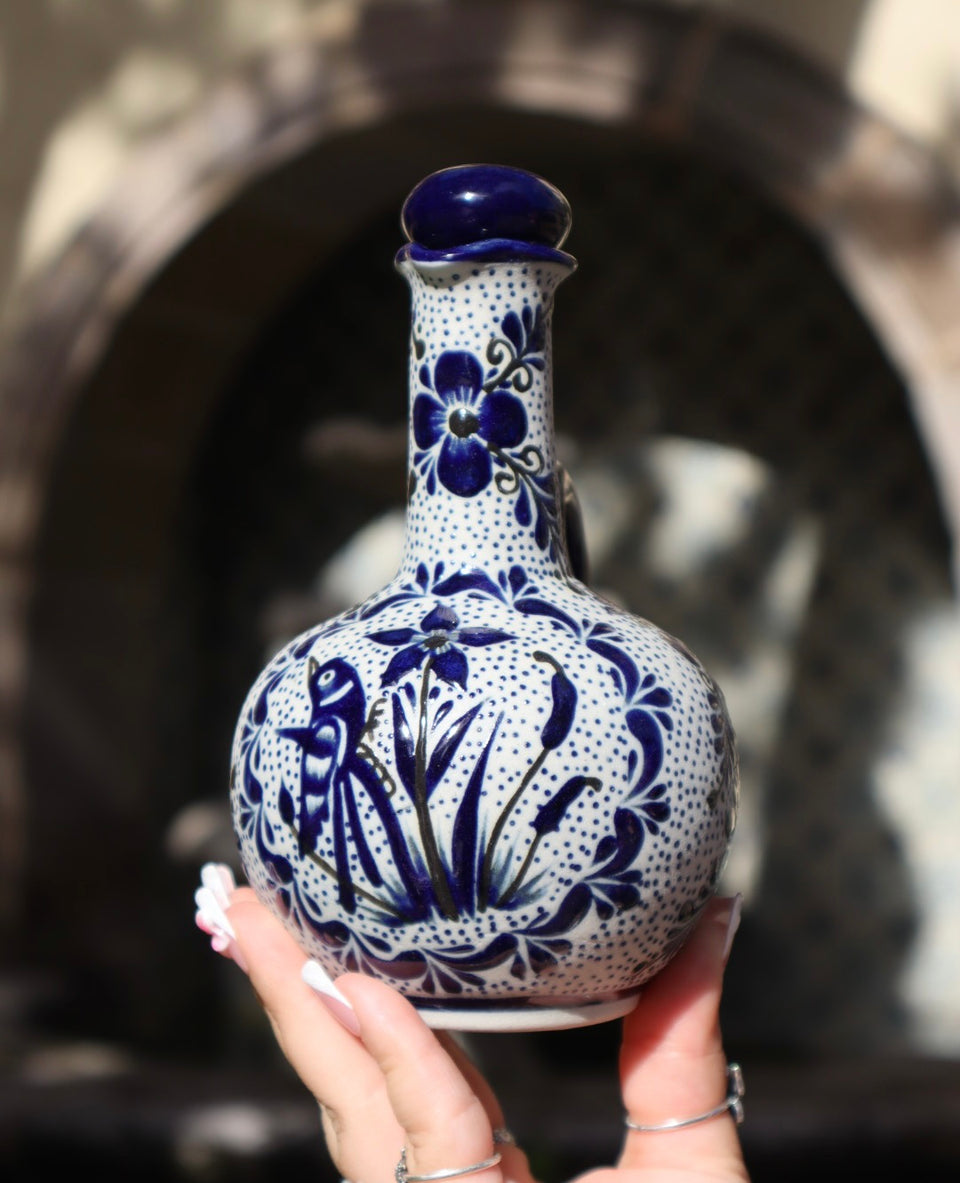 Cobalt Blue Ceramic Oil Dispenser | Handmade Mexican Pottery – Luz Y Tierra