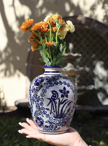 Cobalt Blue | Hand-Painted Ceramic Vase (Type D) | Handmade in Mexico