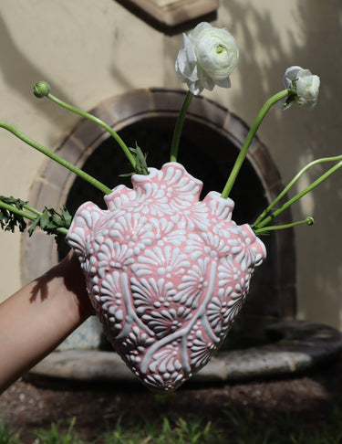 Talavera Corazón Wall Hanging (Pink with White) (Heart)